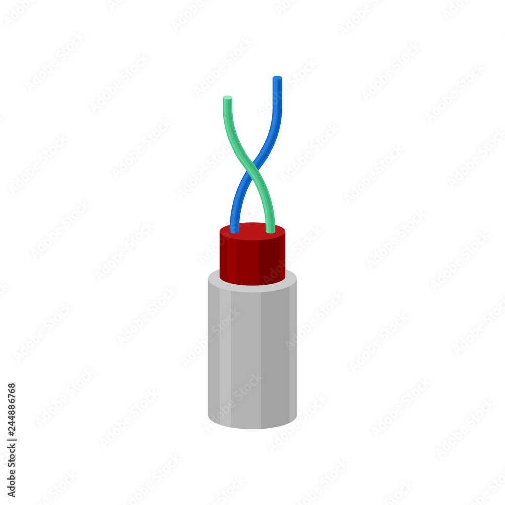 Obraz premium Electric cable, two core flexible copper wires vector Illustration