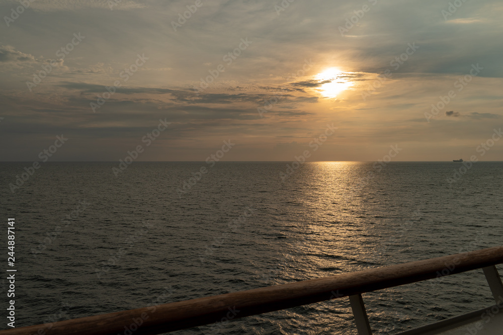 The Sunrise over the horizon:the view from the ship The Sunrise over the horizon:the view from the ship