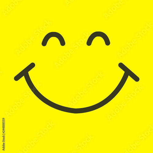 Smile face isolated on yellow background. Good morning with good mood.