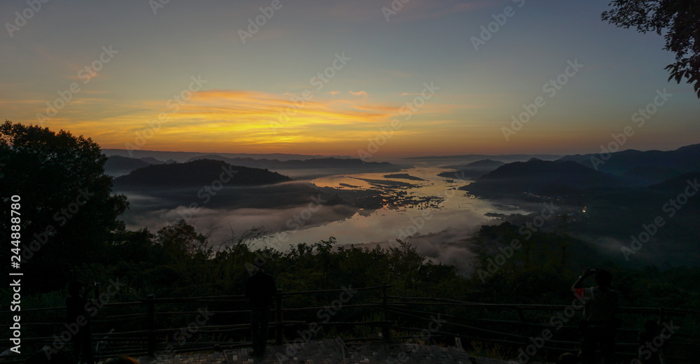 Beautiful sunrise view and sky from Phuhuayesan in Nong khai provience, Thailand