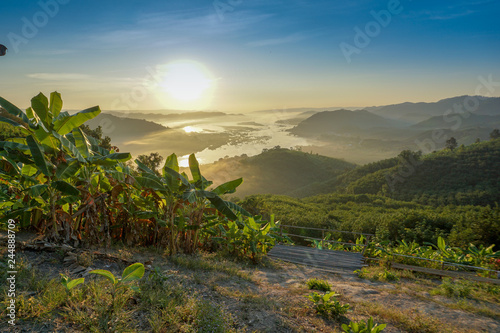 Beautiful sunrise view and sky from Phuhuayesan in Nong khai provience, Thailand