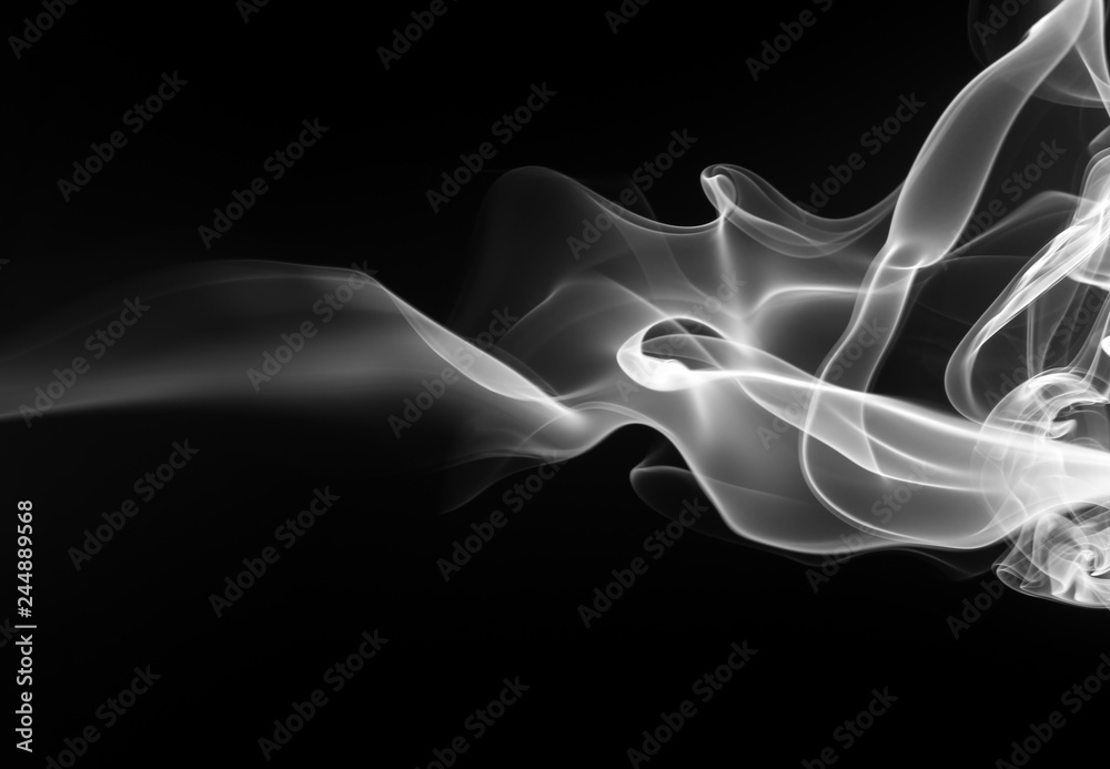 White smoke abstract on black background, fire design White smoke abstract on black background, fire design