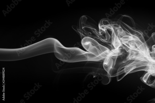 White smoke abstract on black background, fire design