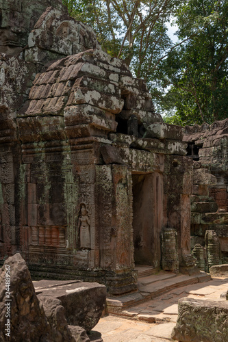 Temple portico with hole in stone roof