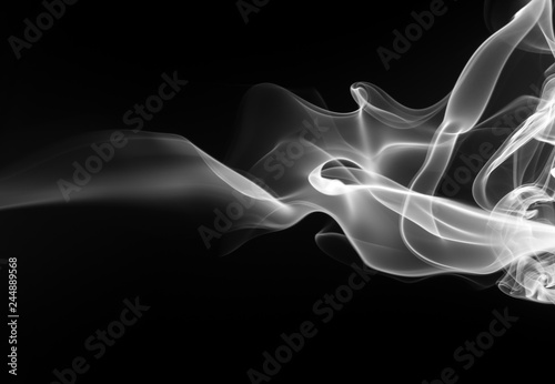 White smoke abstract on black background, fire design