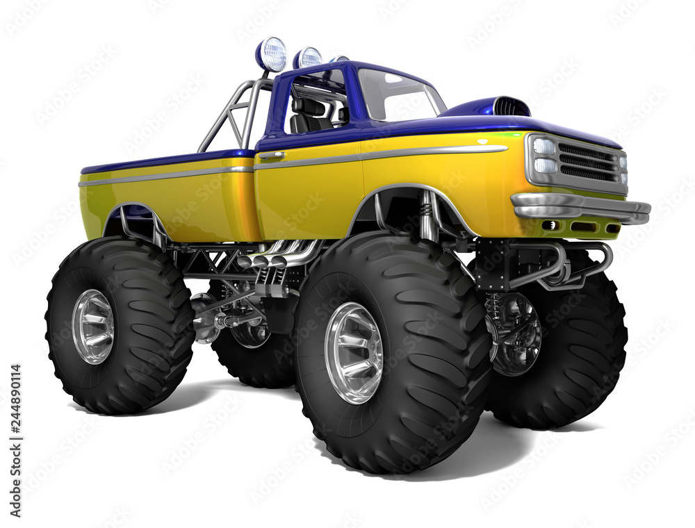 Monster truck. Big foot. 3d illustration isolated on white Monster truck. Big foot. 3d illustration isolated on white
