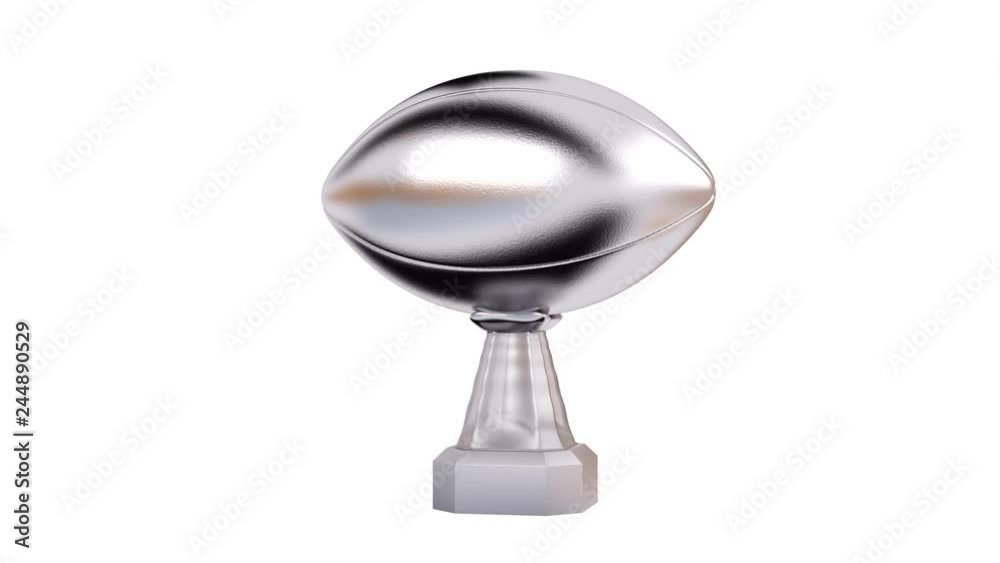 Front View of American Football Silver Trophy in Infinite Rotation Front View of American Football Silver Trophy in Infinite Rotation