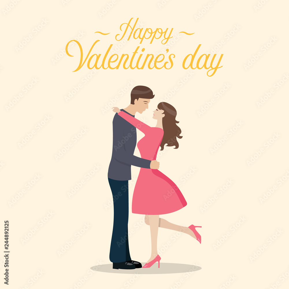 Happy valentines day with Loving couple Happy valentines day with Loving couple