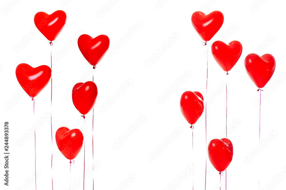 beautiful red heart balloons. St Valentines day