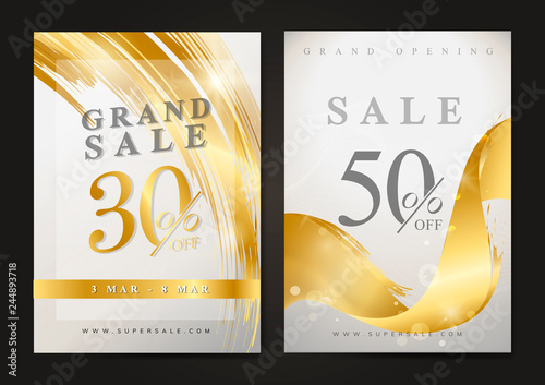 Metallic wave abstract background set
