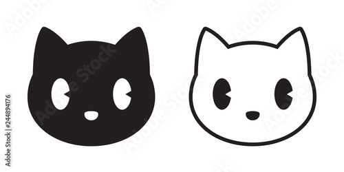 Canvas Print cat vector head calico black white kitten icon cartoon character illustration