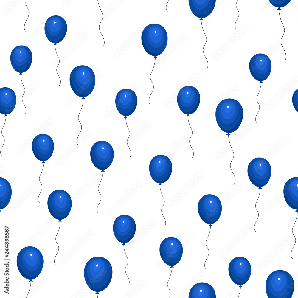 Seamless pattern with blue helium balloons