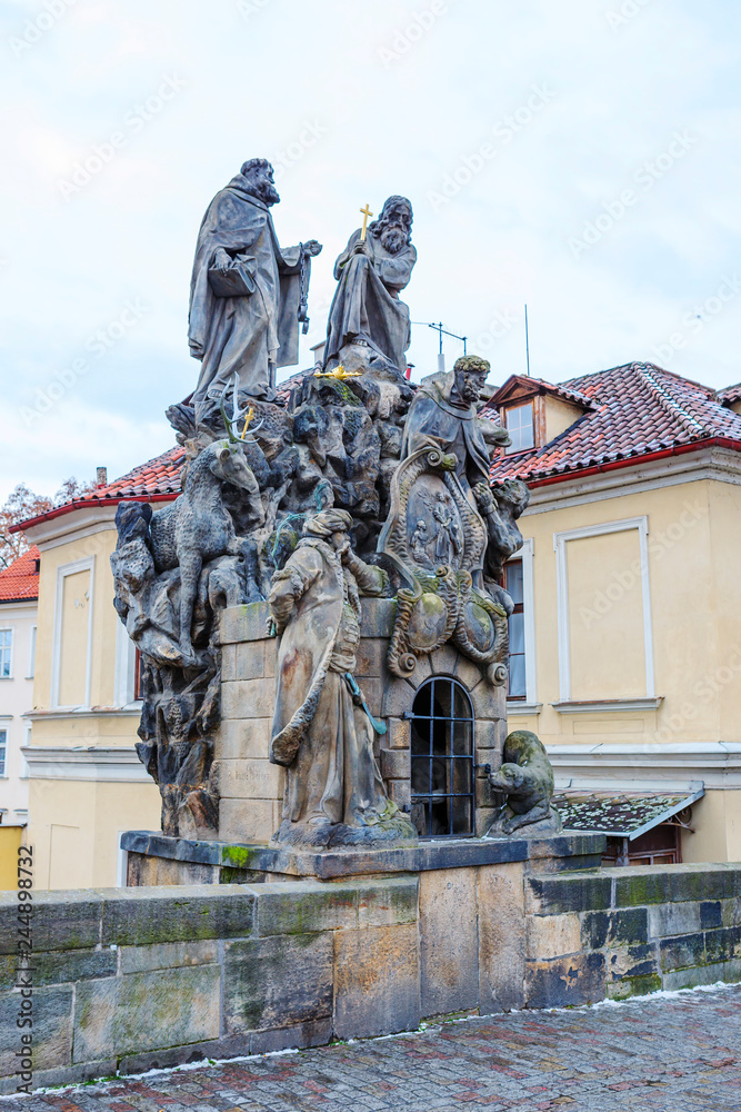 Prague, Czech Republic, Charles bridge. Sculptural group 