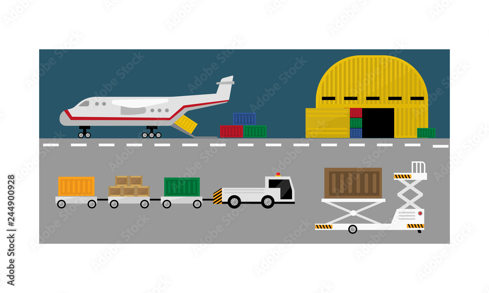 Air cargo delivery transportation, freight cargo transport vector Illustration