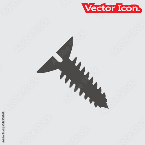 screw-bolt icon isolated sign symbol and flat style for app  web and digital design. Vector illustration.