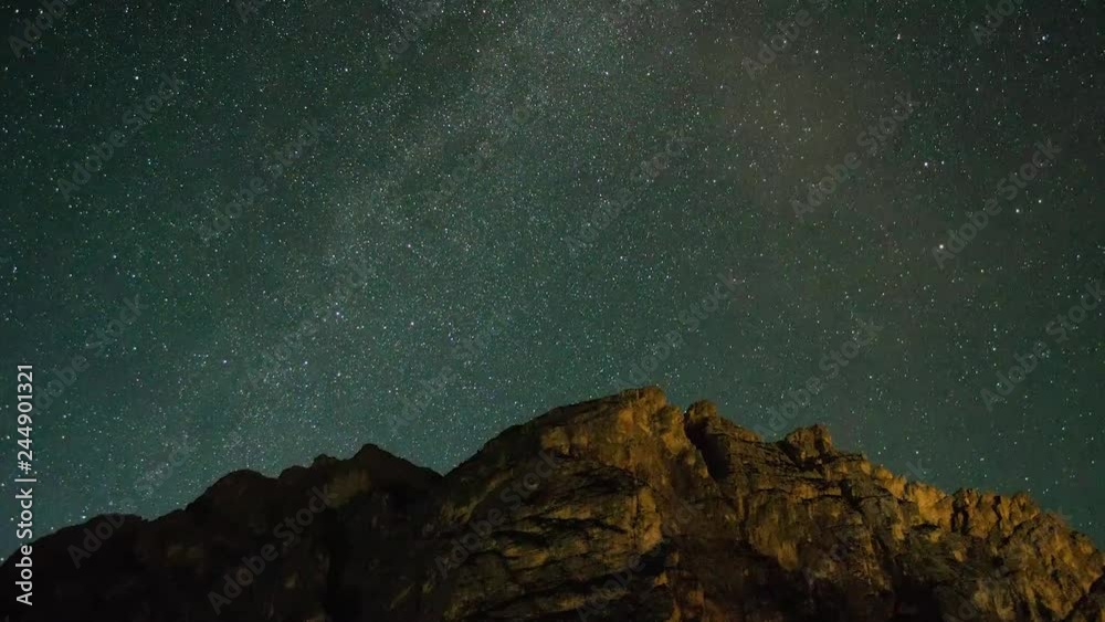 Stars time lapse in Dolomites, Italy