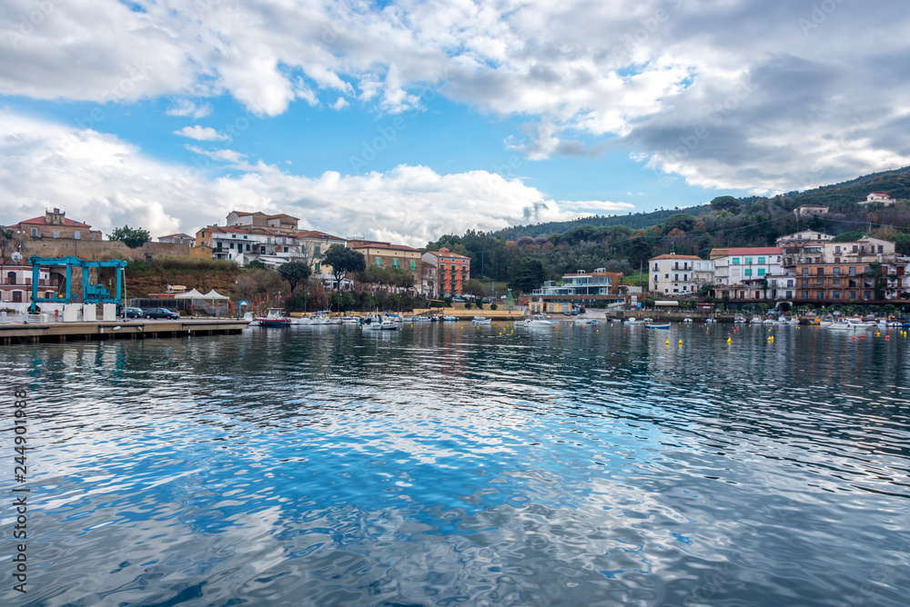Old Fishing Village and Harbor on the Southern Italian Mediterranean Coast