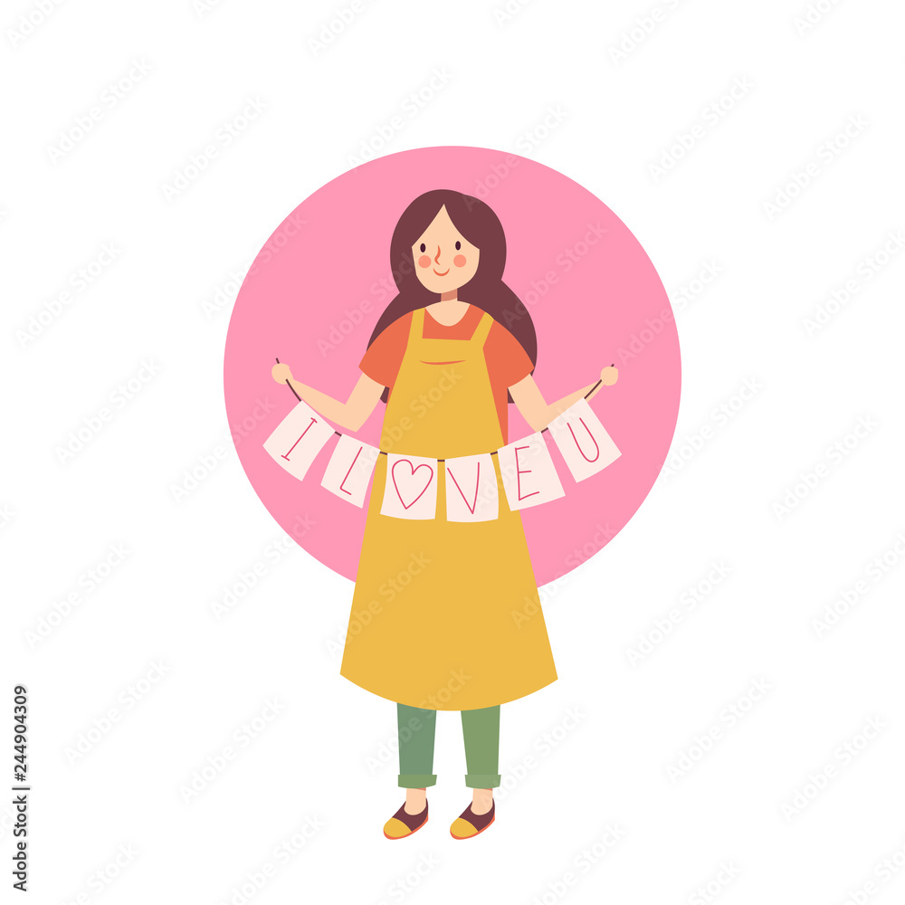 Man Standing Hold a I Love You Label Illustration Vector Man Standing Hold a I Love You Label Illustration Vector