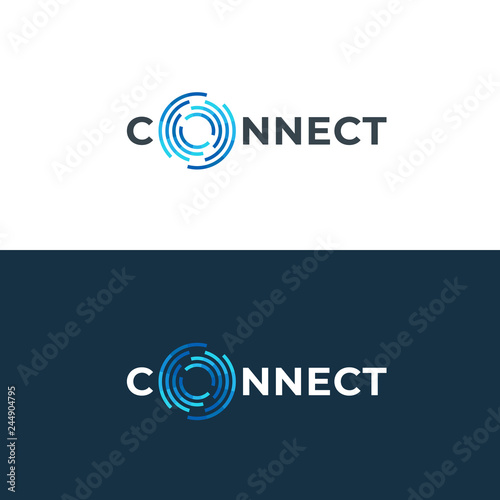 Abstract connection logo. Network technology logotype.  Letter O design template. photo
