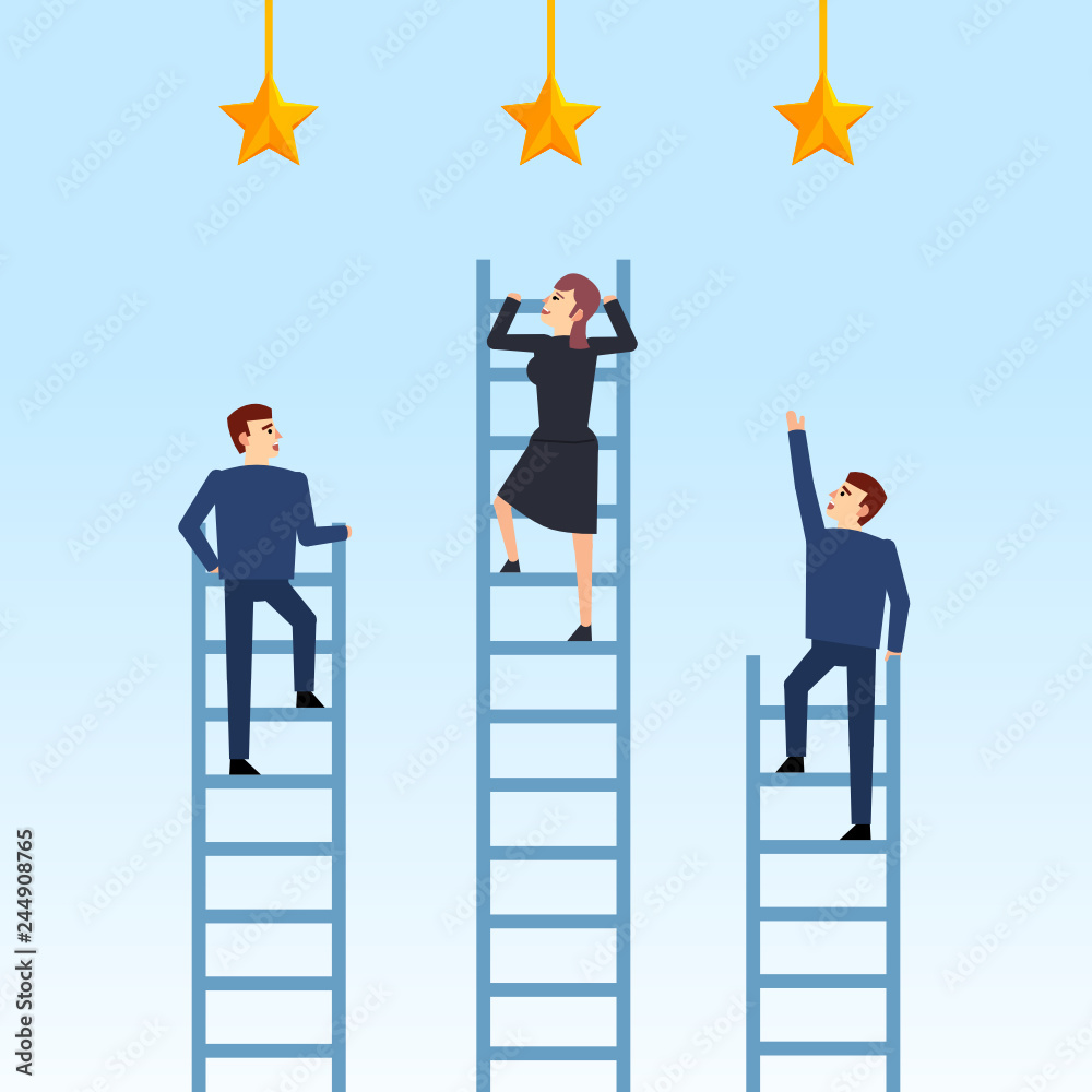 People climbing on different ladders to their dreams, goals. Various  opportunities concept. Wrong and right methods to achieve goals. Flat  design vector illustration Stock Vector | Adobe Stock