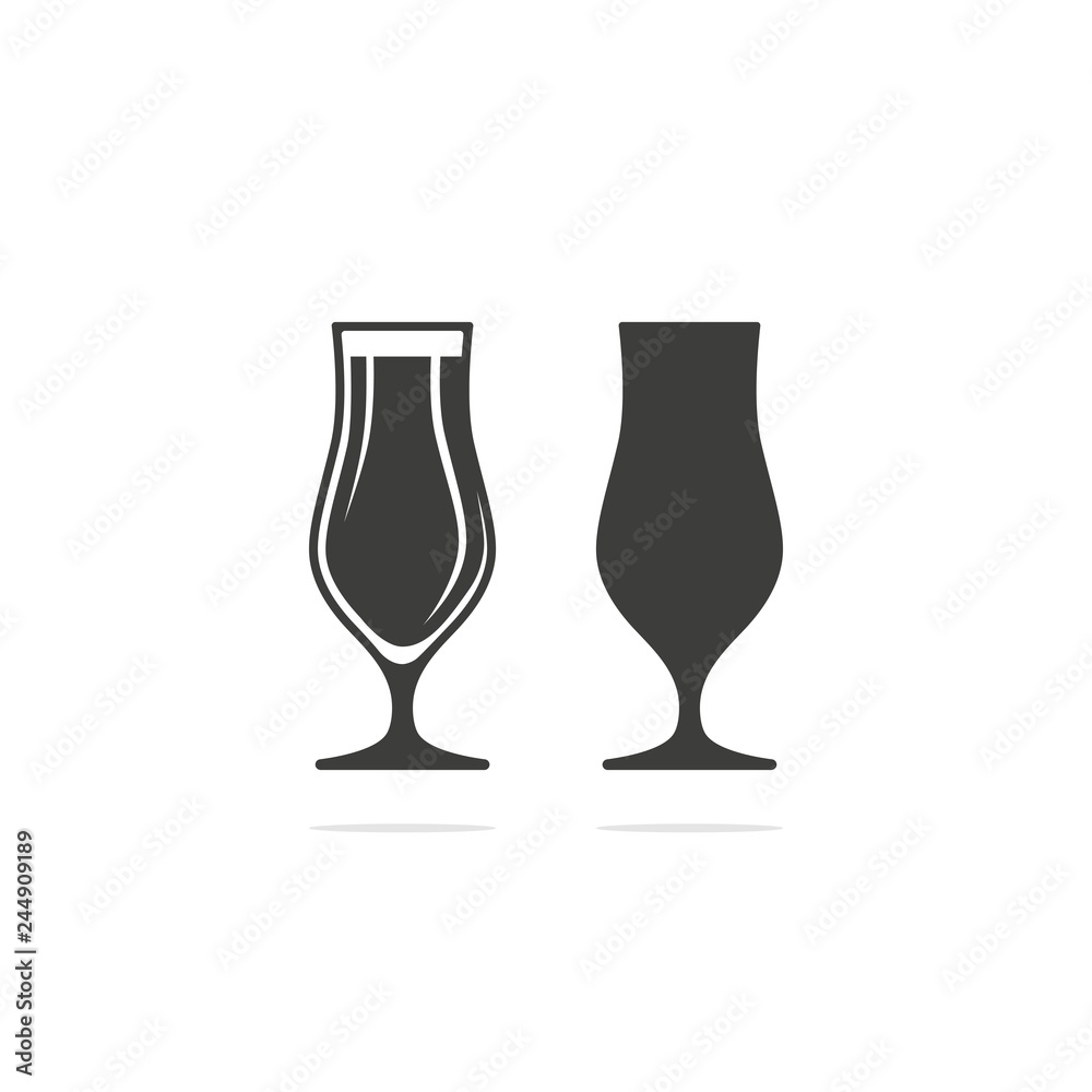 Monochrome vector illustration of a glass of beer icon in two versions, isolated on a white background. Monochrome vector illustration of a glass of beer icon in two versions, isolated on a white background.