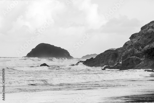 Cornish Stormy Beach And Coastline