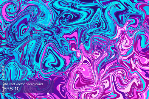 Abstract vector background. with beautiful fantasy ink patterns. Liquid paint. Fluid art. The ornament of marble. Colorful bright combination of colors. Modern colorful flow.