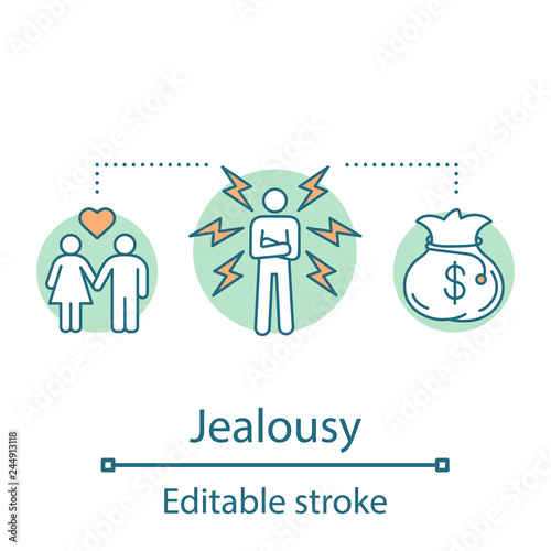 Jealousy concept icon