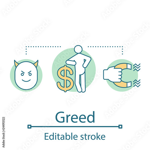 Greed concept icon