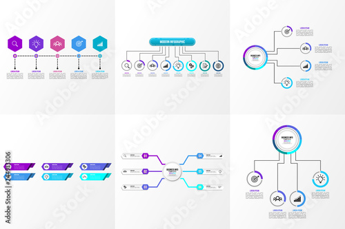 Set Of Infographics Elements Vector Design Template. Business Data Visualization Infographics Timeline with Marketing Icons most useful can be used for workflow, presentation, diagrams, reports