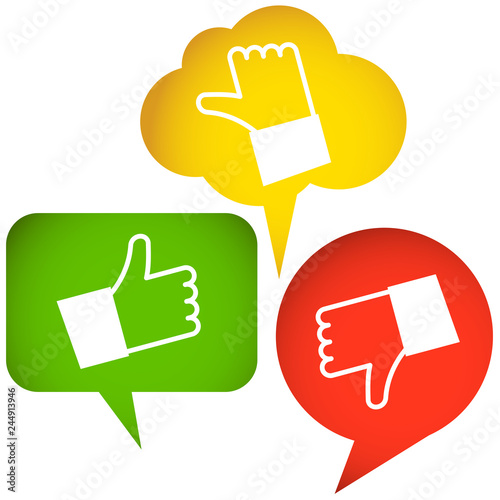 speech bubbles with thumbs up and down