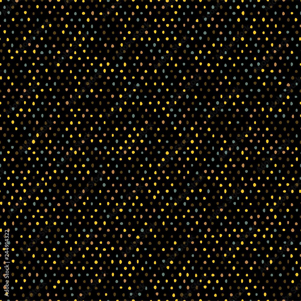 Abstract colorful doted vector seamless pattern on black
