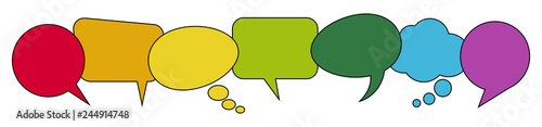 colored speech bubbles in a row