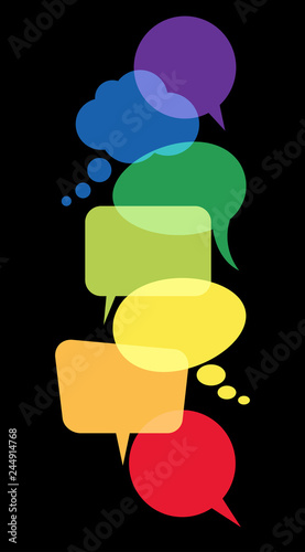 colored speech bubbles in a row