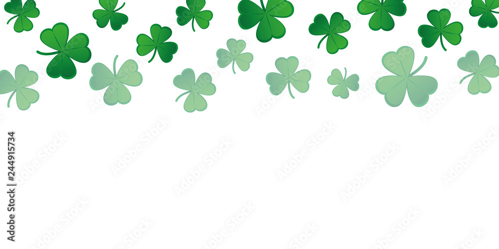 green falling shamrock clover background on white vector illustration EPS10