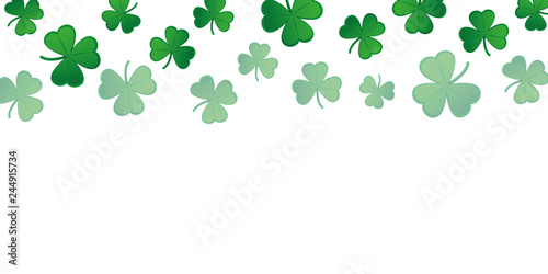 green falling shamrock clover background on white vector illustration EPS10