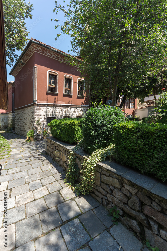 PLOVDIV, BULGARIA - JULY 5, 2018:  Museum Balabanov's House in architectural and historical reserve The old town in city of Plovdiv, Bulgaria