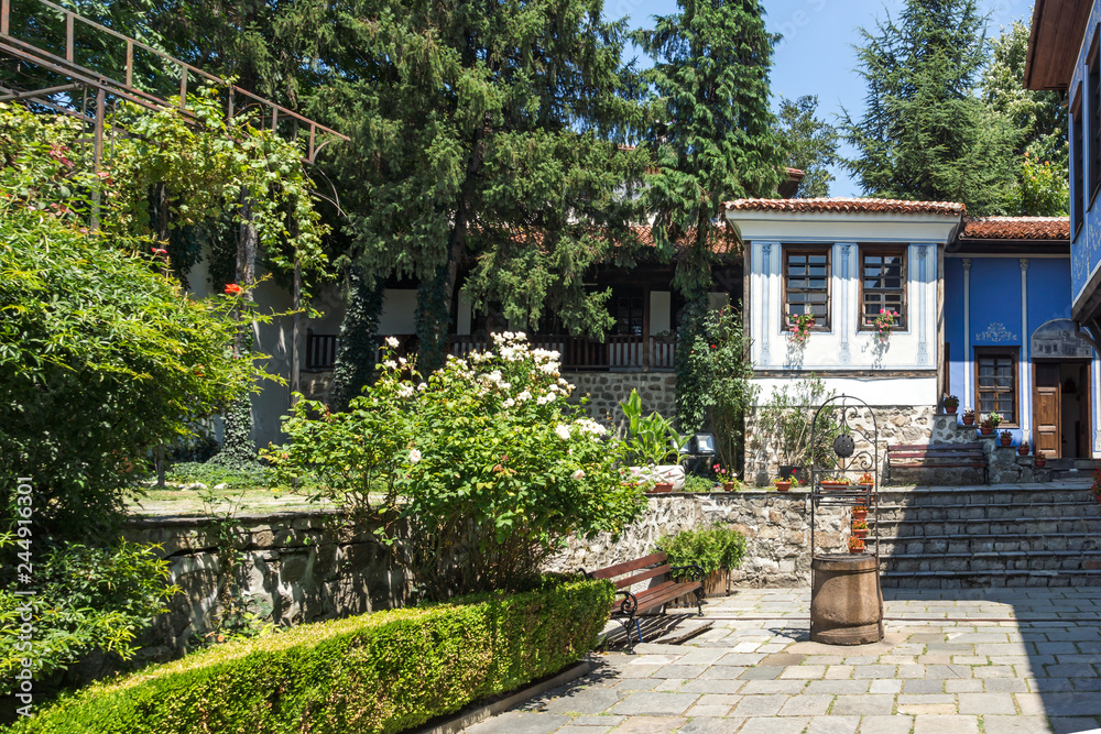 PLOVDIV, BULGARIA - JULY 5, 2018:  Museum Hindliyan House in architectural and historical reserve The old town in city of Plovdiv, Bulgaria