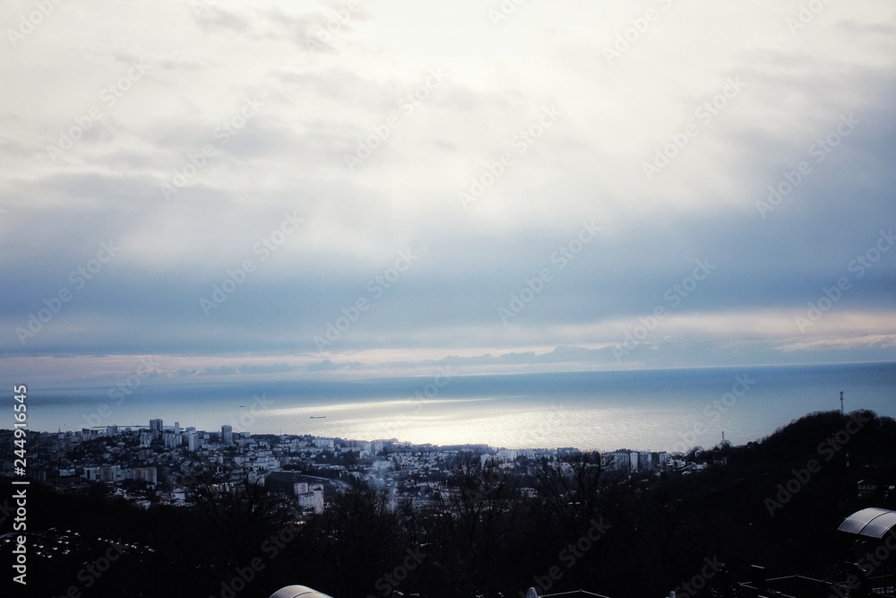 Fototapeta premium winter black sea in Sochi