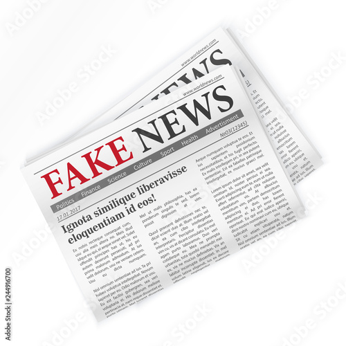 Fake news realistic newspaper isolated vector illustration.