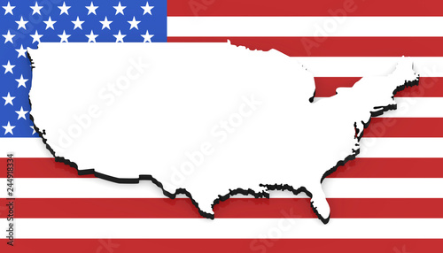 3D map of USA on the national flag