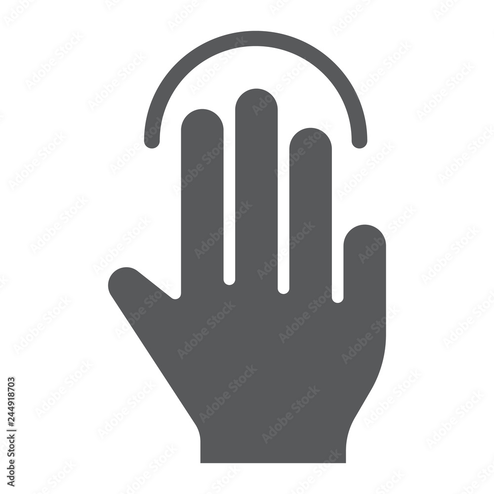 Triple tap glyph icon, gesture and hand, click sign, vector graphics, a solid pattern on a white background. Triple tap glyph icon, gesture and hand, click sign, vector graphics, a solid pattern on a white background.