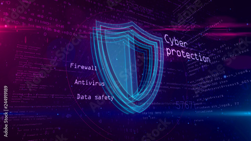 Cyber security concept with shield 3D illustration © Skórzewiak