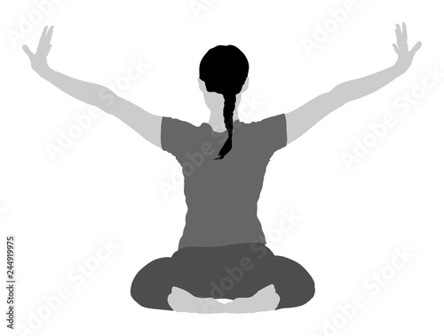 Woman exercises yoga, Yoga pose vector illustration isolated on white background. Young woman morning practice in gym. Ballet girl pose.Work out, worming up, spirit exercise.