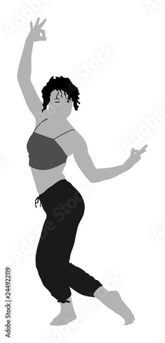 Woman exercises yoga, Yoga pose vector illustration isolated on white background. Young woman morning practice in gym. Ballet girl pose.Work out, worming up, spirit exercise.