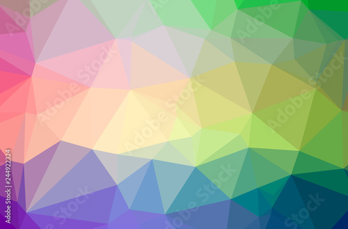 Illustration of abstract Green  Purple  Yellow horizontal low poly background. Beautiful polygon design pattern.