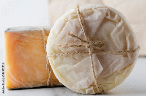 Φωτογραφία Close up of fresh wrapped in paper cheese