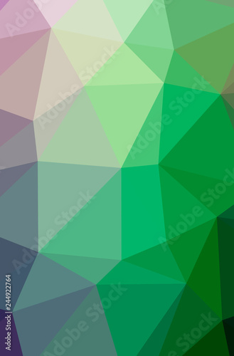 Illustration of abstract Green vertical low poly background. Beautiful polygon design pattern.