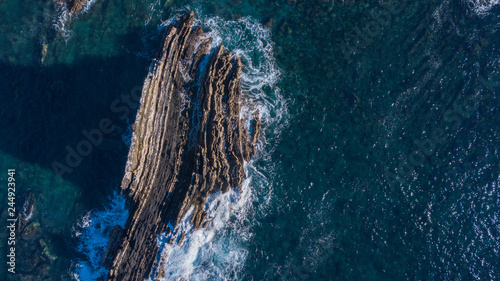 Aerial view of cliffs and Waves Atlantic coast Portugal photo