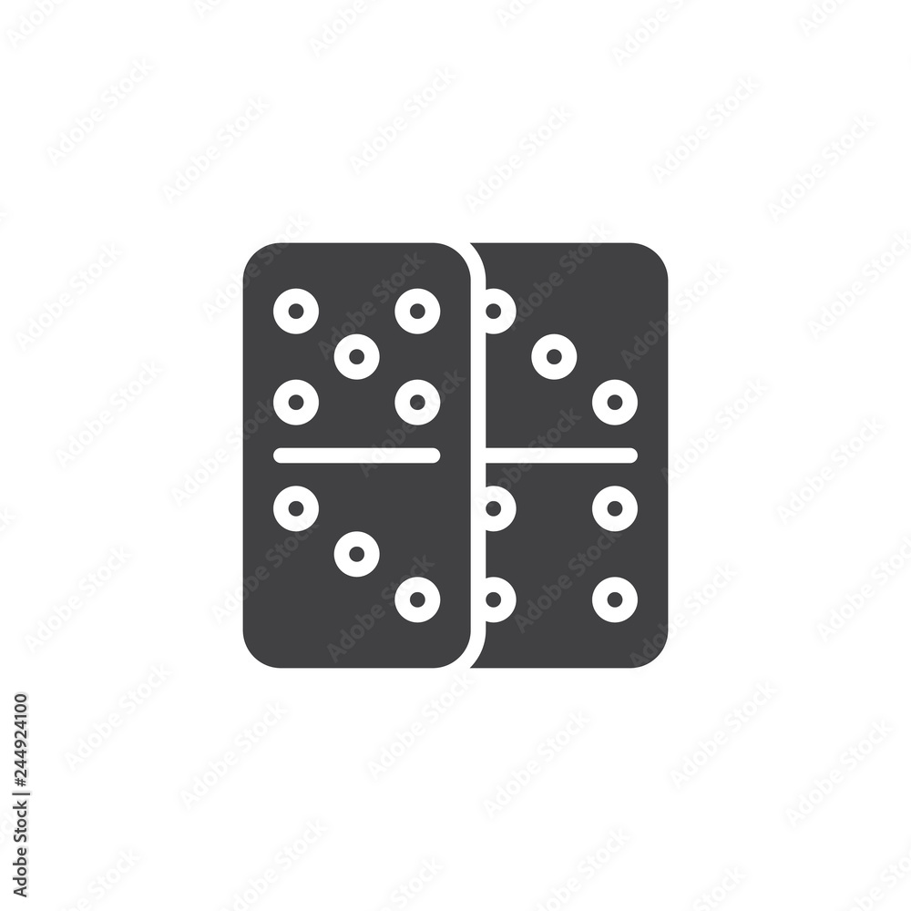 Dominoes game vector icon. filled flat sign for mobile concept and web design. Domino simple solid icon. Casino and gambling symbol, logo illustration. Pixel perfect vector graphics Dominoes game vector icon. filled flat sign for mobile concept and web design. Domino simple solid icon. Casino and gambling symbol, logo illustration. Pixel perfect vector graphics